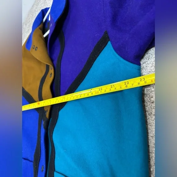 VTG 80s INTERNATIONAL SCENE Sz 7/8 Color Block 100% Wool Coat MADE IN YUGOSLAVIA - Picture 7 of 10